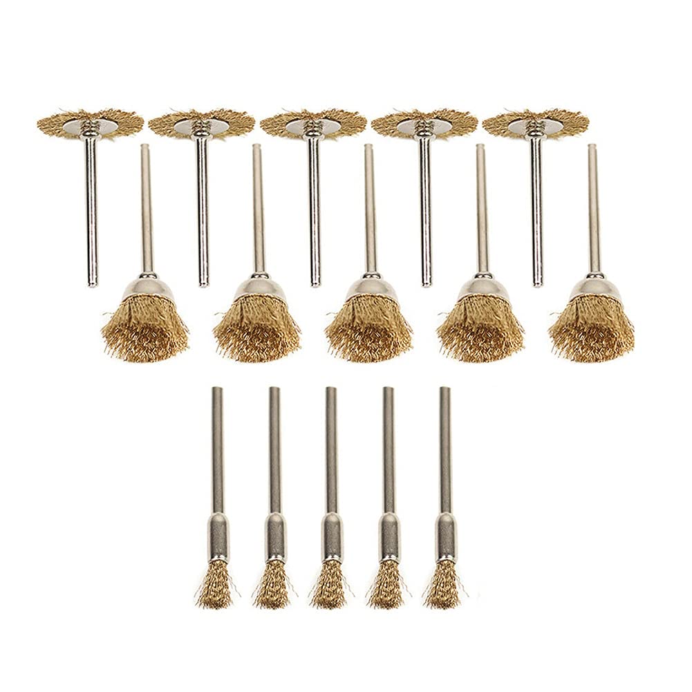 Szczotka druciana T-Shaped Brass Wire Brushes, for Drills Set,15pcs 15mm Pencil Cup Rotary Tool for Metal Removal Polishing Weld