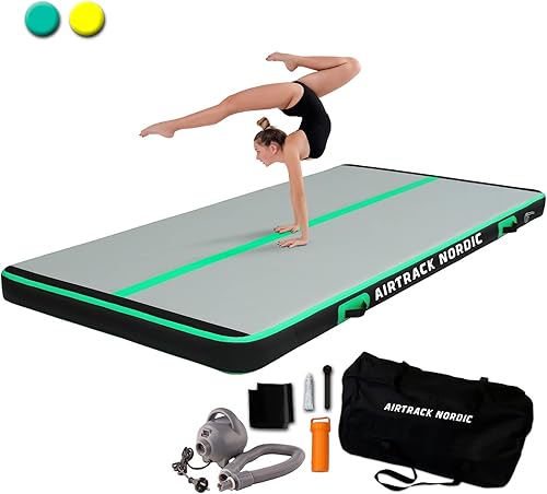 AirMat Nordic Colchoneta de aire de carbono de 10, 13, 16, 20, 26 pies, con bomba de aire eléctrica, colchoneta inflable de gimnasia para el hogar,