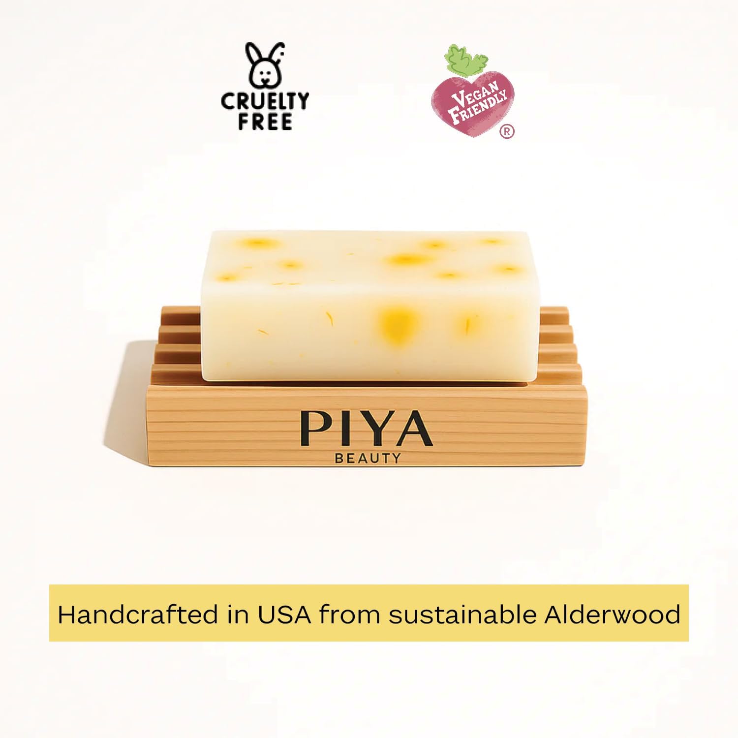 PIYA Soap Dish, Handmade Natural Wood Soap Holder, Drainable, Eco-Friendly Tray for Bar Soaps & Bathroom Use image 4