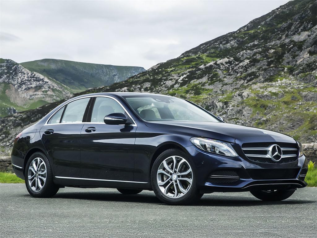 Rvinyl Pillar Post Window Trim Compatible with Mercedes-Benz C-Class 2008-2014 (Sedan) - Gloss (Black)