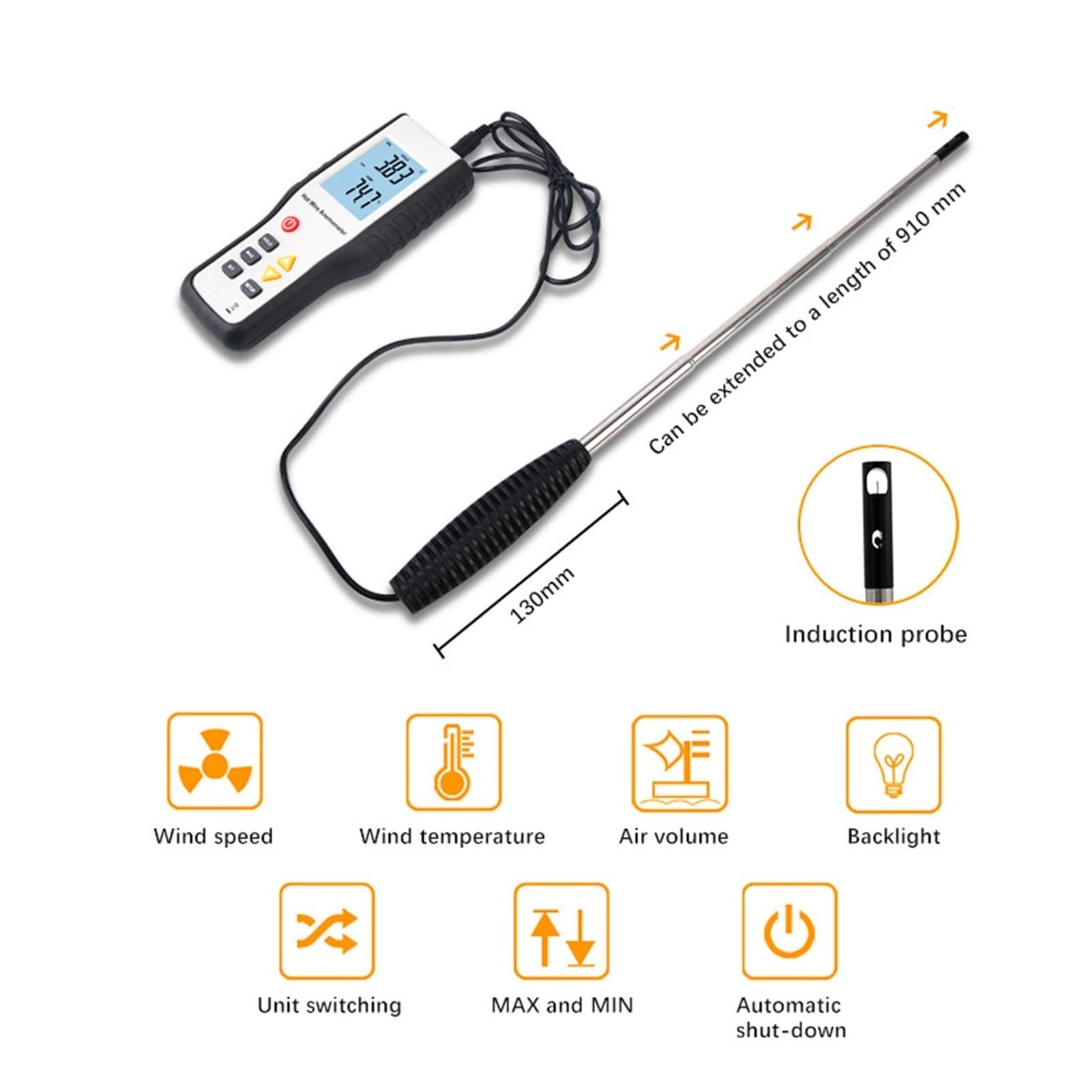 Misuratore Di Velocità Del Portatile Digitale Ad Alta Sensibilità Anemometro Termico A Filo Caldo Strumenti Misura Misurazione Precisa