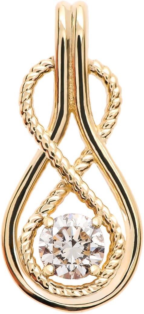 Infinity Rope April Birthstone CZ 10k Yellow Gold Pendant