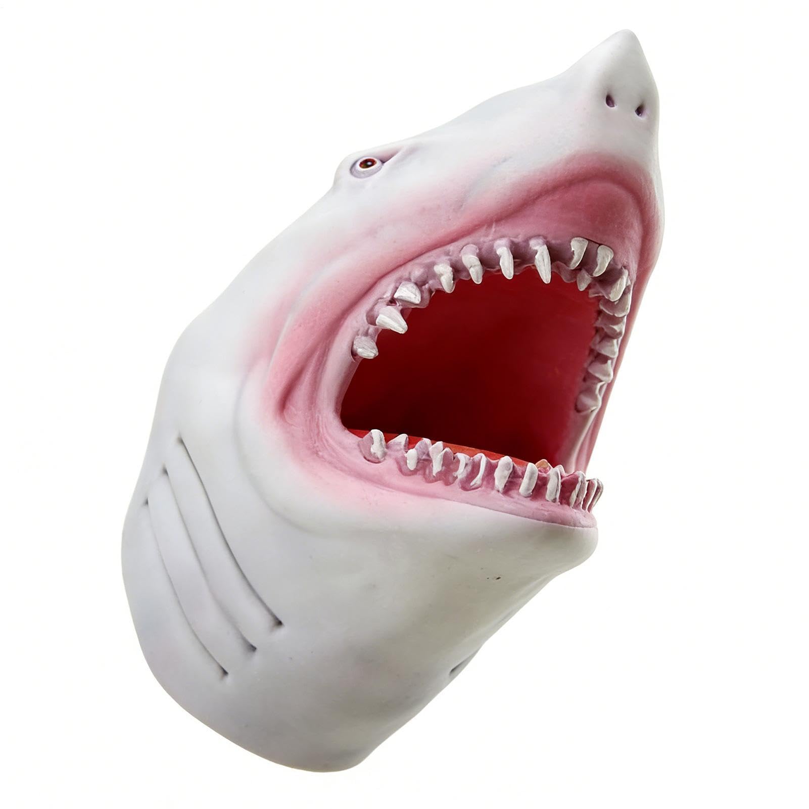 Shark Puppet - Interactive Role Play Action, Soft Rubber Waterproof Design, 8cm Wrist Entrance, 15cm Total Length, Flexible Synthetic Elastomer For Bath Time School Classroom