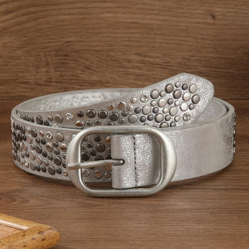 Ladies' Fashionable Rivets Waist Belt Unisex Inlay Rivets And Rhinestones Belts Casual Hip Hop Style Punk Waistband4