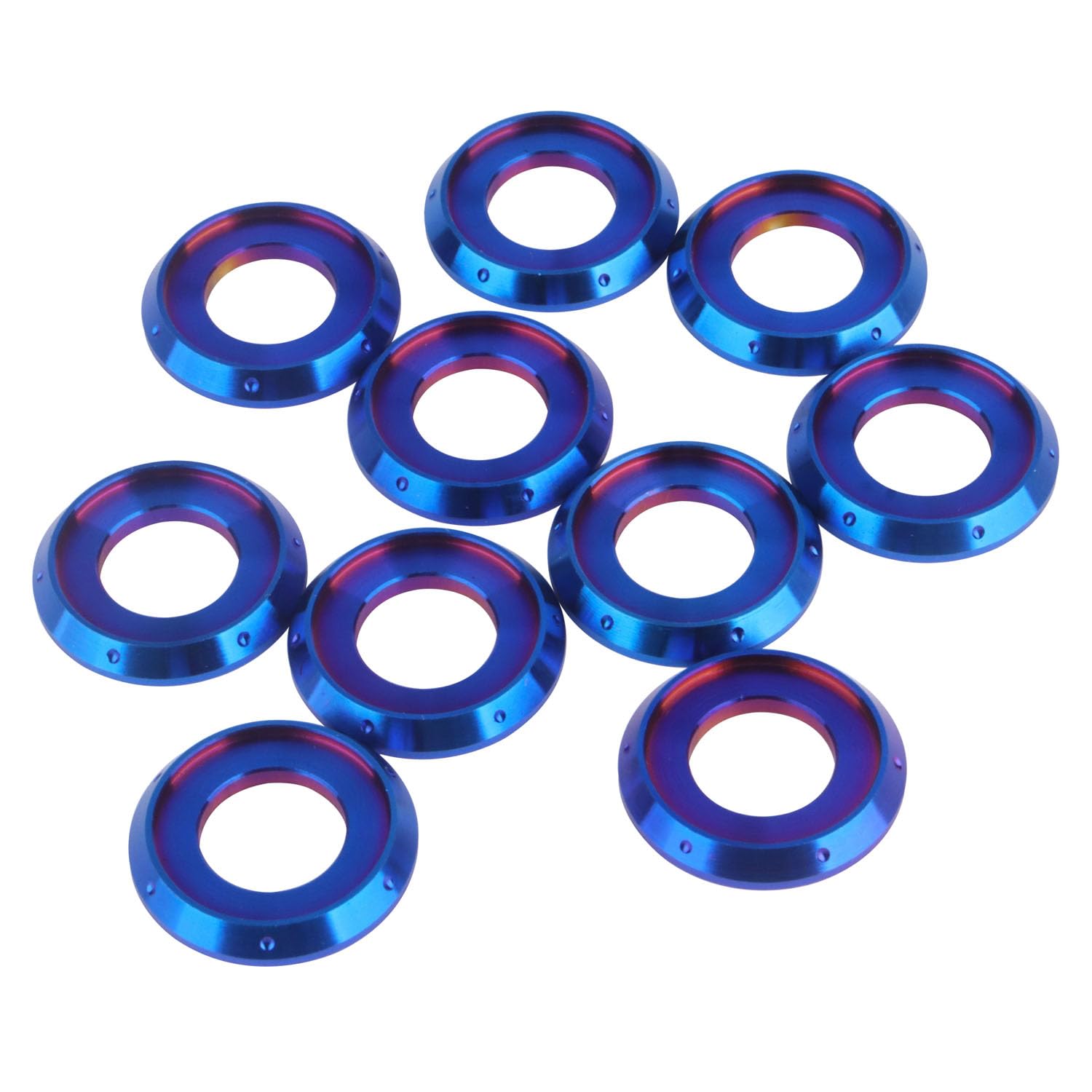 10Pcs Titanium Flange Washer M5 M6 M8 M10 Spacer Washer for Motorcycle Car (Burnt Blue, M10)
