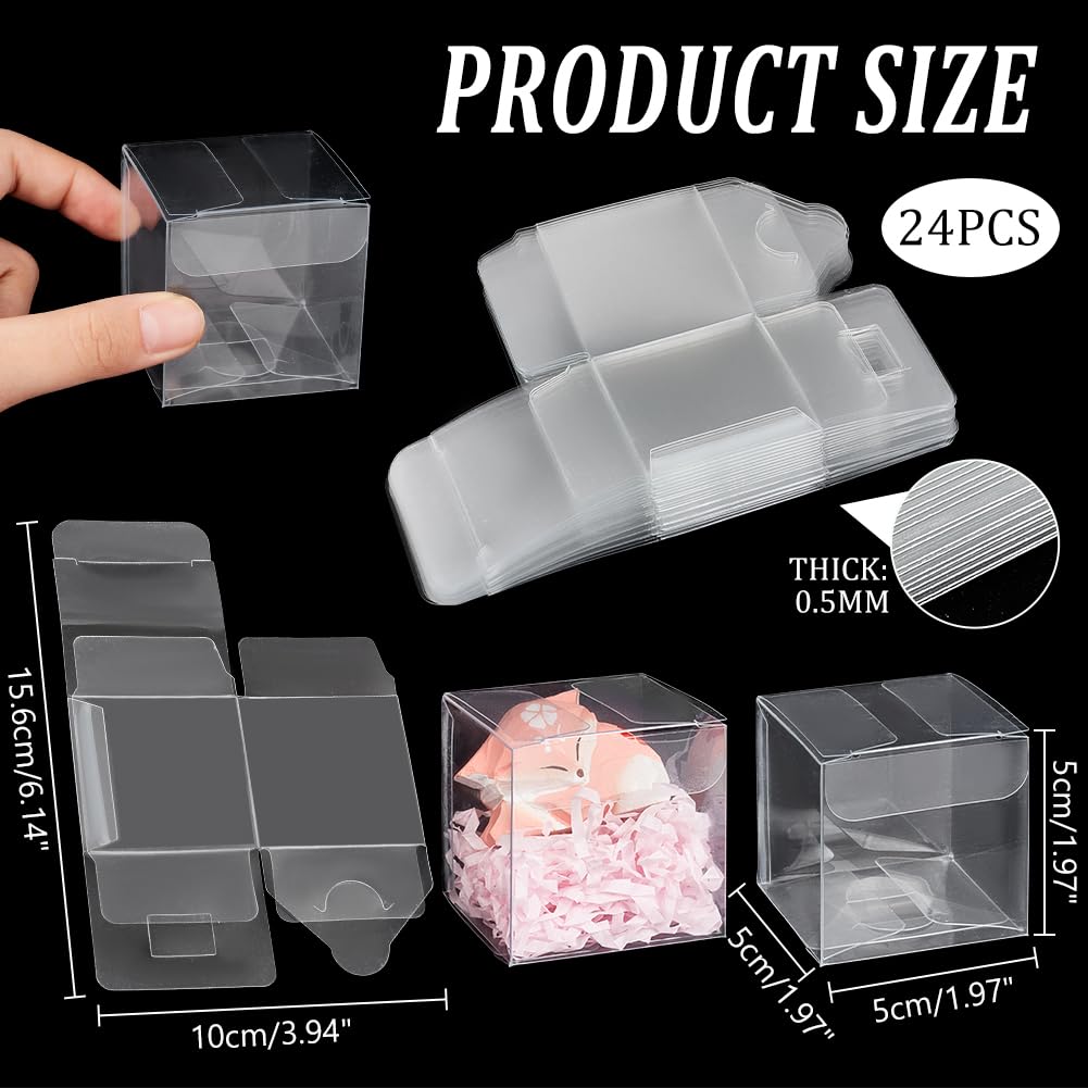 24 Boîtes Cadeaux Transparentes En PVC - 6x6x18 Cm - Pour Mariage, Fête, Emballage Bonbons Chocolats