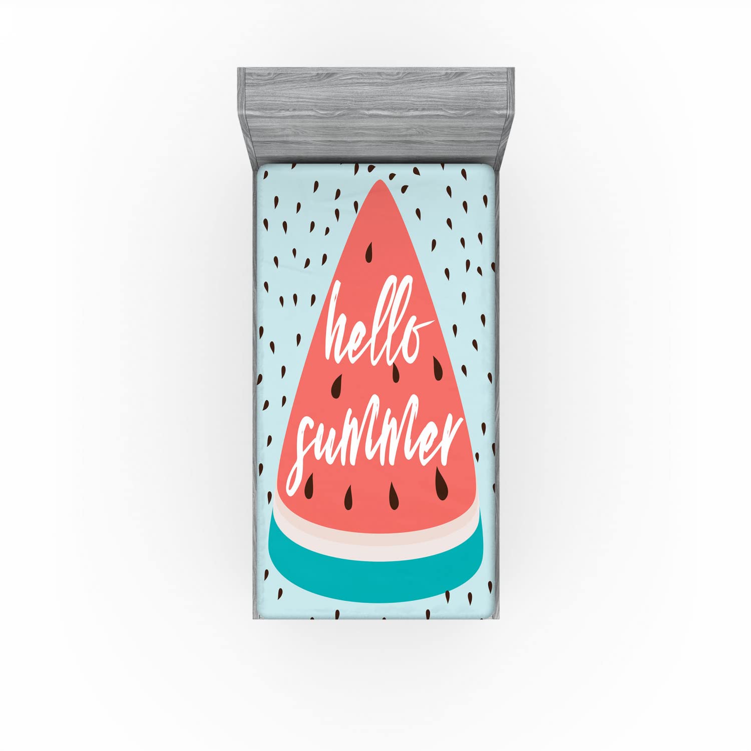 Ambesonne Hello Summer 2 Pack Fitted Sheet, Triangular Slices, Bed Cover All-Round Elastic Deep Pockets 2 Pieces, Package Contains 2 Twin XL Size Fitted Sheets, Coral Blue