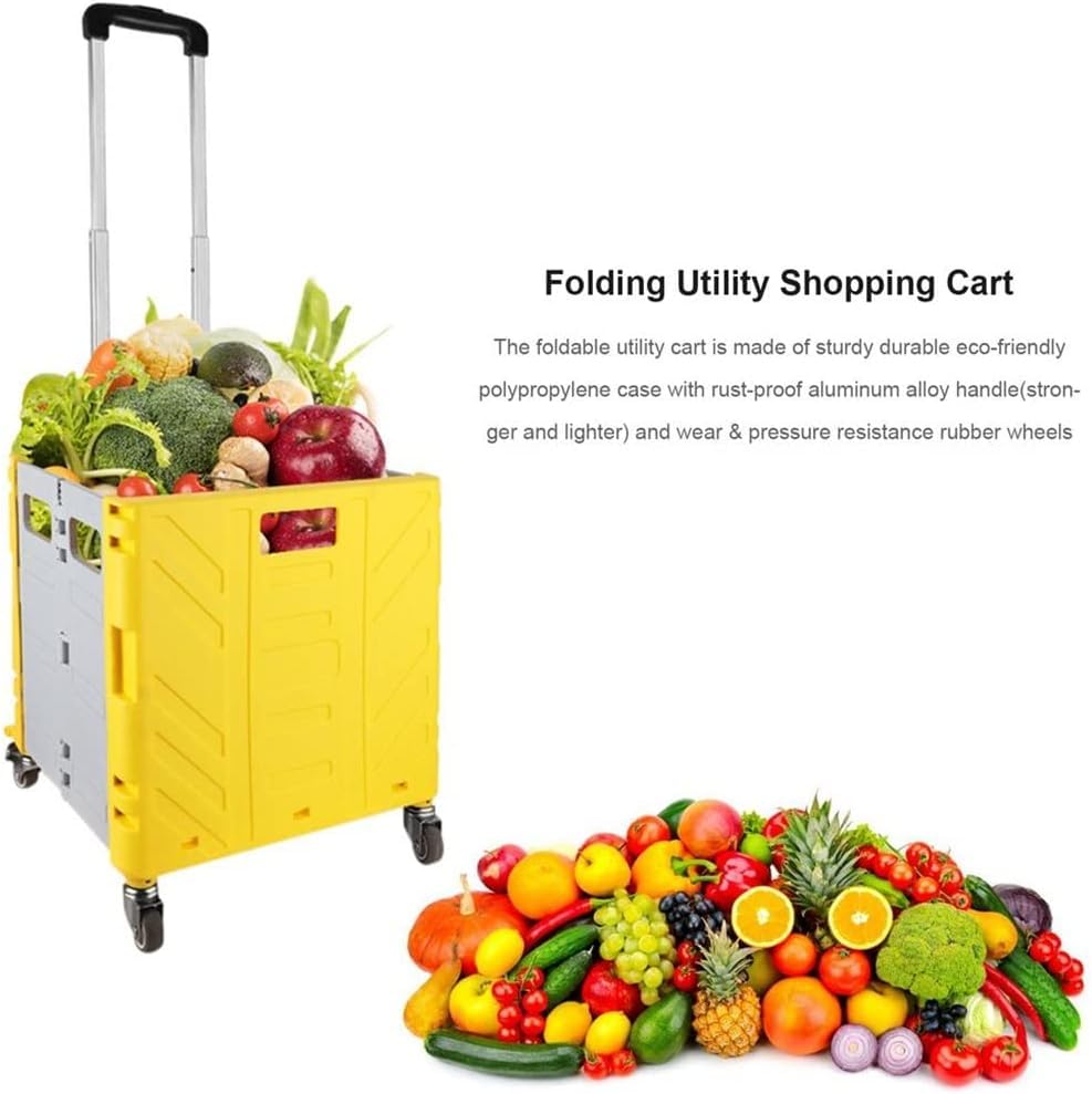 RUBYOH Tragbare Einkaufstrolley-Tasche, Faltbare Einkaufstasche, Einkaufswagen, Einkaufstüten mit Rollen, Rollwagen-Organizer – Bild 3