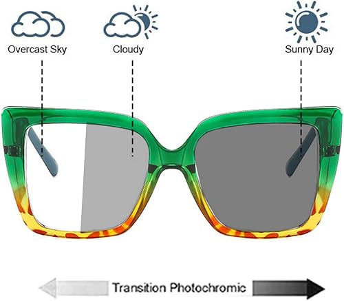 Miniatura 2 de Gafas de lectura de lente completa con diamantes de imitación cuadrados de gran tamaño para mujer, lentes de sol fotocromáticas de transición