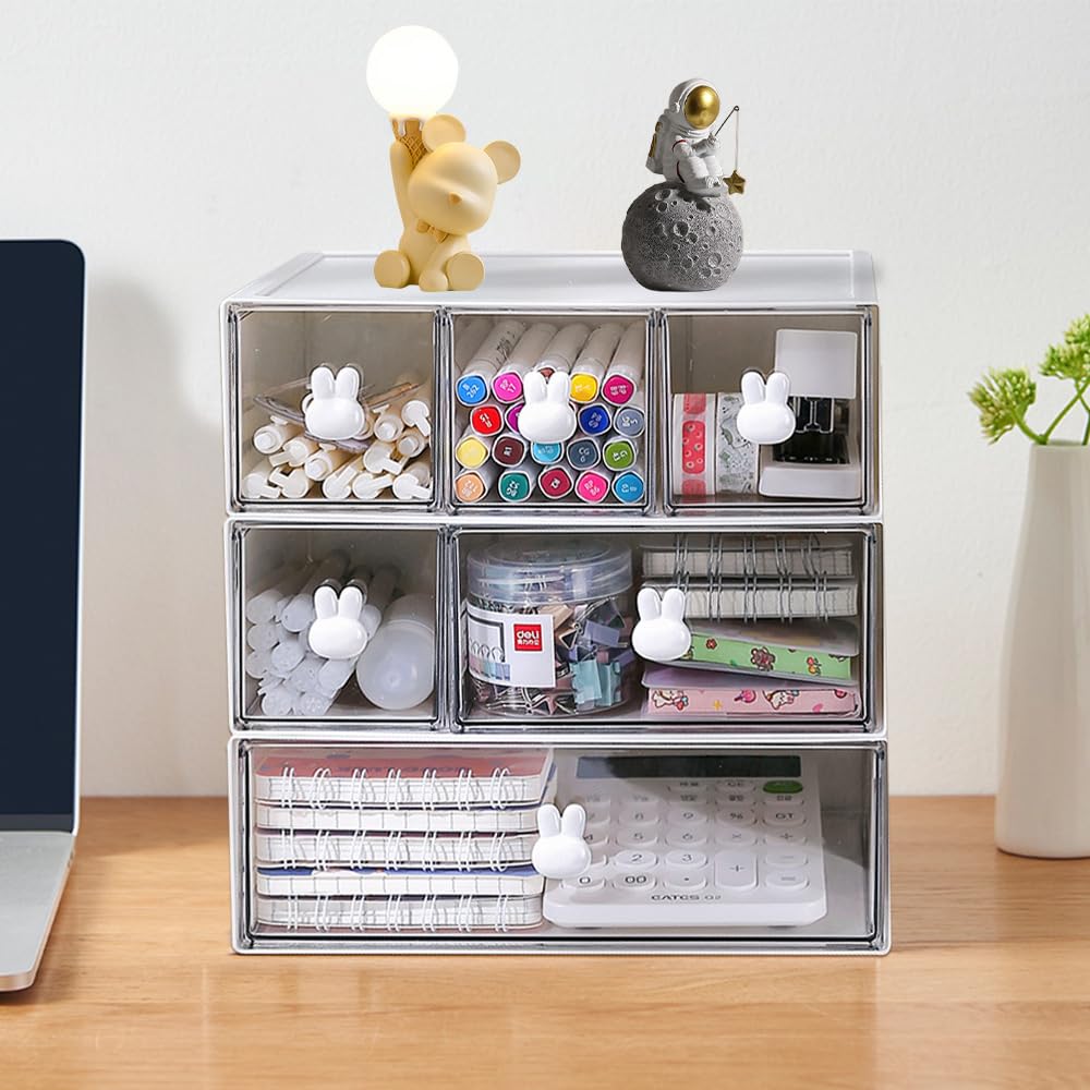 LANSKYLAN Boîte à tiroirs à 3 couches - Organiseur de bureau - Tiroirs - Boîte à sachets de thé empilable - Avec 3 tiroirs - Rangement pour cosmétiques - Pour maquillage, sachets de thé, fournitures