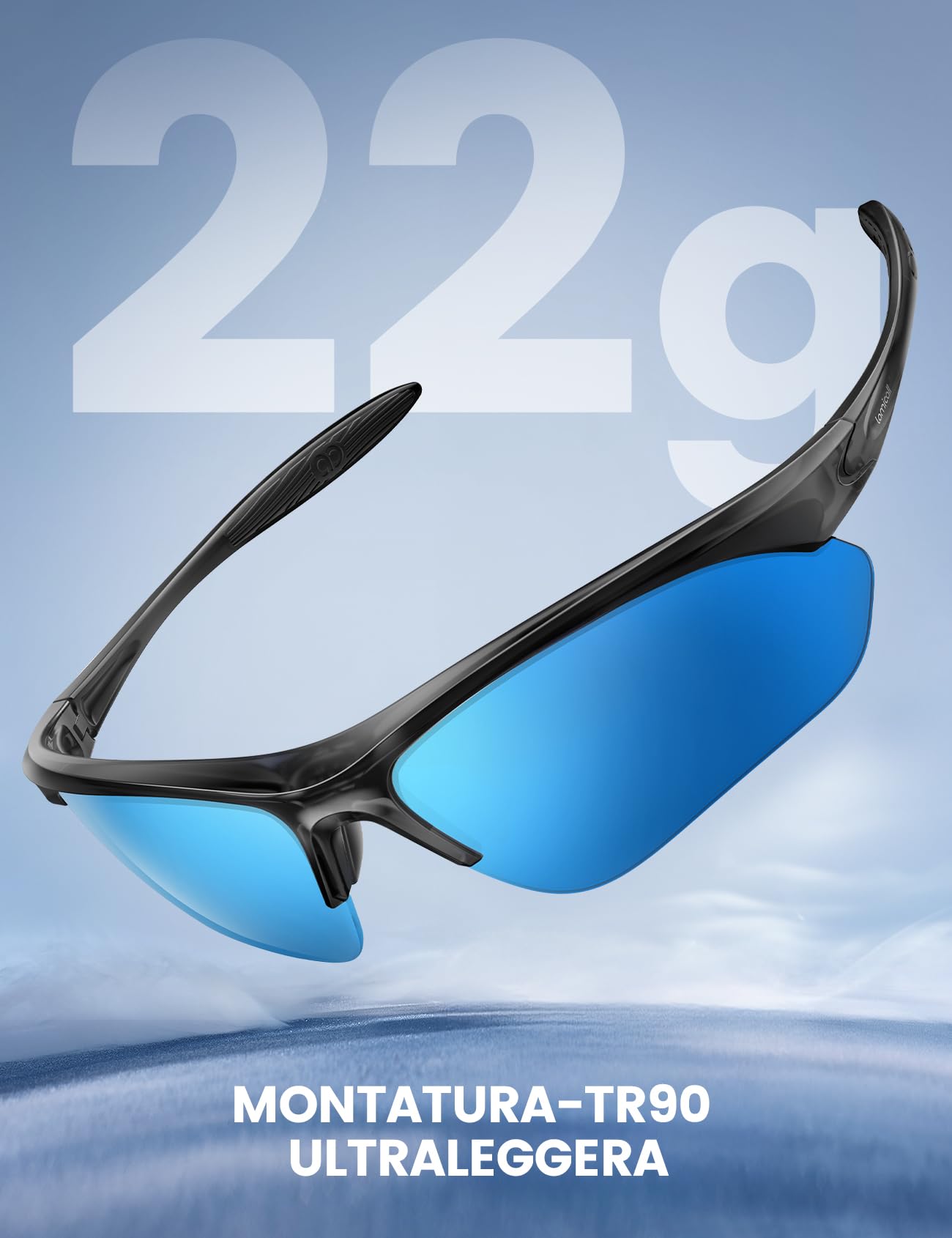 Lamicall Occhiali da Sole Ciclismo Polarizzati - [22g & Design Avvolgente] UV400 Protezione, TR90-Montatura, Nasello Regolabile, Occhiali da Sole Sportivi Multifunzionali per Pesca/Corsa/Escursionismo - 5