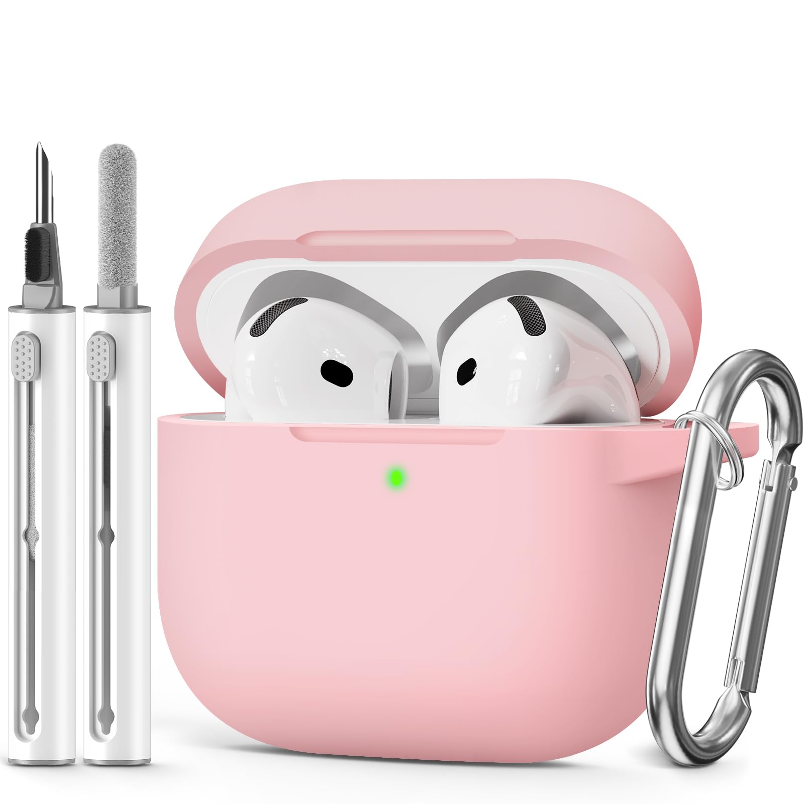 MCTOPZO for AirPods 4 Case 2024 Come with Cleaner Kit,Soft Silicone Protective Cover for Apple AirPods 4th Generation Cases with Keychain,Compatible