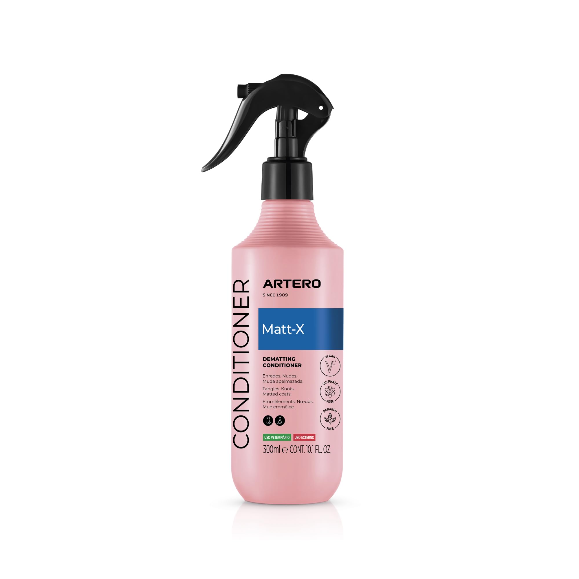 Artero Matt-X. Acondicionador Desenredante para Perros y Gatos – Spray Profesional Antinudos – Suaviza, Acondiciona y Elimina la Estática – Pelo Suave y Brillante – 300ml