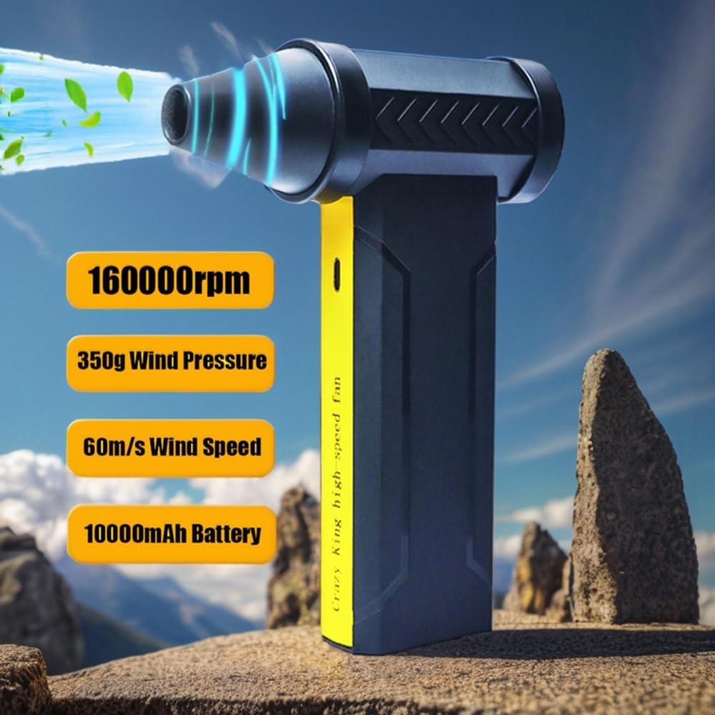Souffleur d'air électrique Turbo JetFan 160 000 tr/min Moteur sans balais Ventilateur Turbo Violent Souffleur à poussière puissante rechargeable par USB C