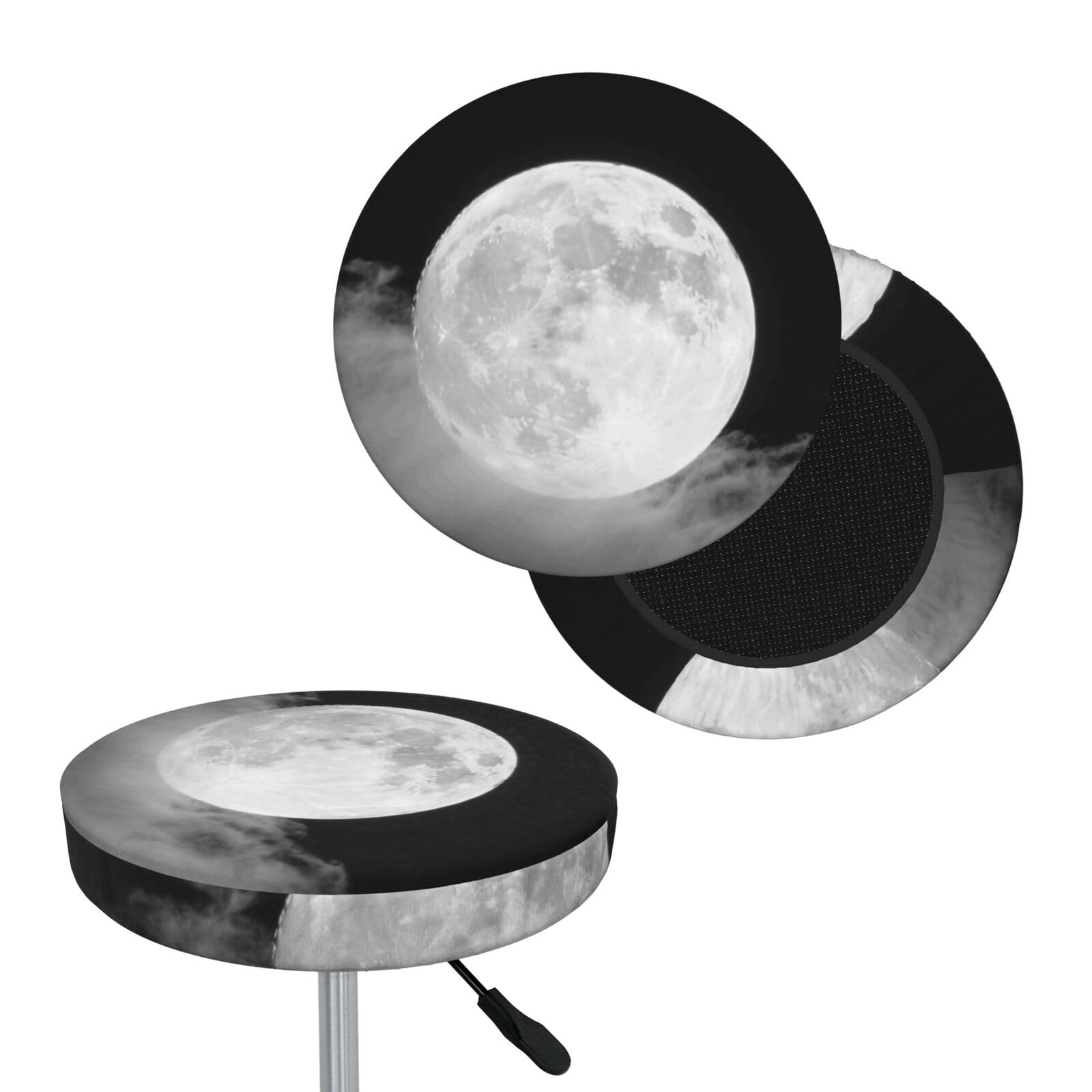 FekiLoot Moon in Cloud Round Bar Stool Covers Stretch Washable Bar Stool Covers Dustproof Slipcover Bar Chair Covers with Elastic Band for Bar Kitchen Living Room Decor 13 Inch