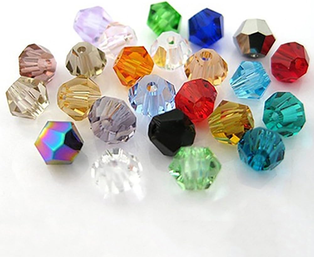 Gemini_mall100 Faceted Bicone Crystal Glass Beads 4mm for Jewelry Making (Mixed)