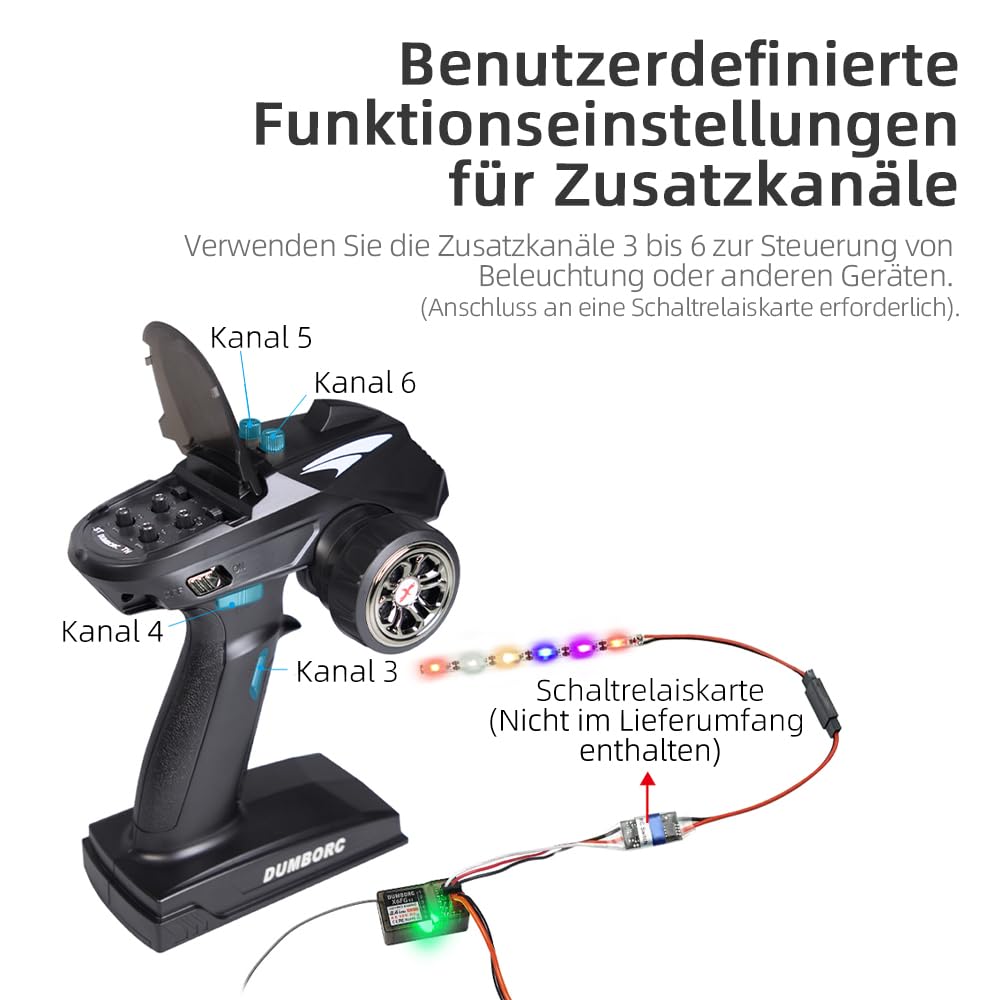 ATA HOBBY DUMBORC X6 2,4GHz 6 Kanal RC Funksender und empfänger X6FG | Ausfallsicherung, Niederspannungsalarmfunktion, für RC-Fahrzeuge, Auto, Boot, Panzer, Modellteile, Fernbedienung