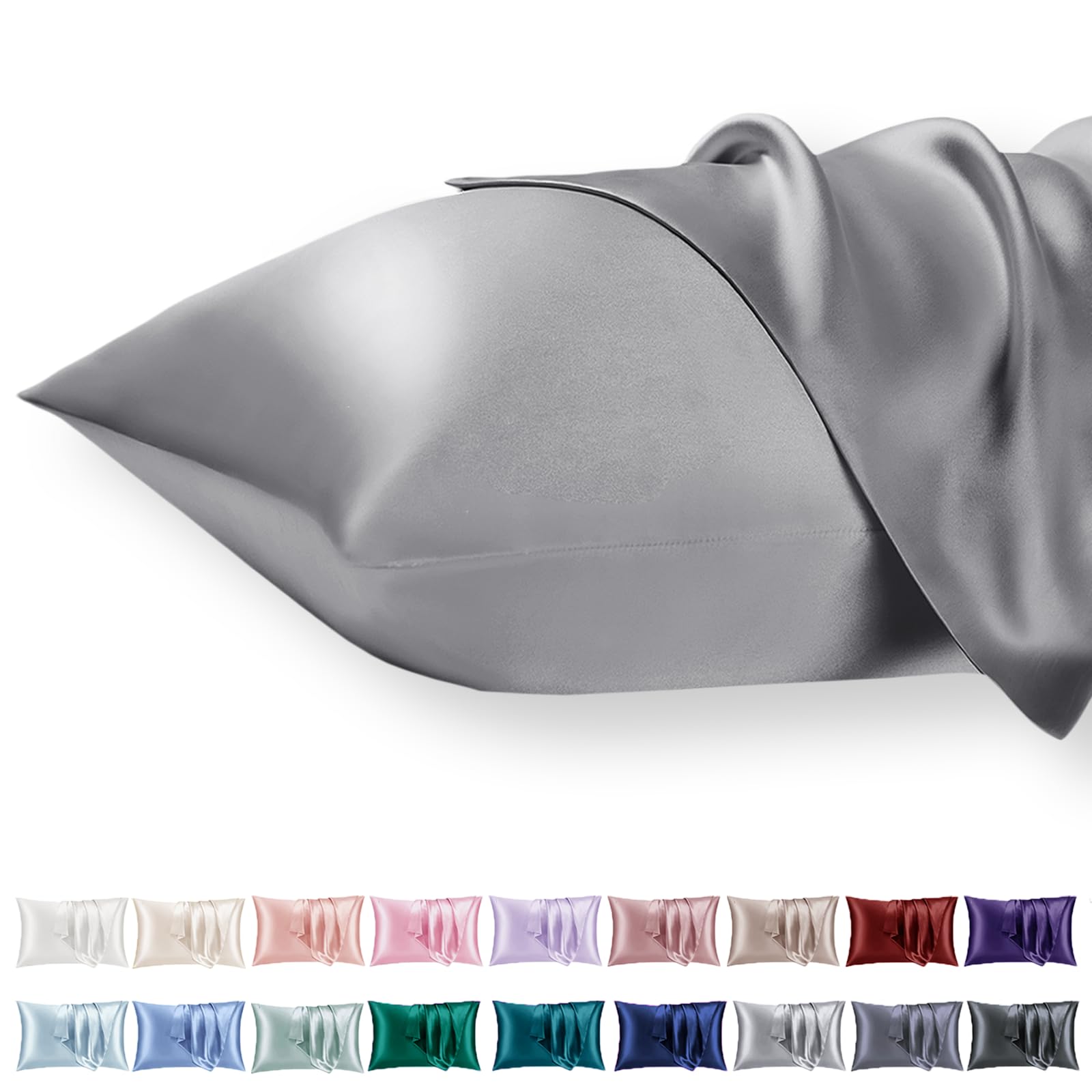 Vielit 2er Set Satin Kissnbezug mit Zip Closure
