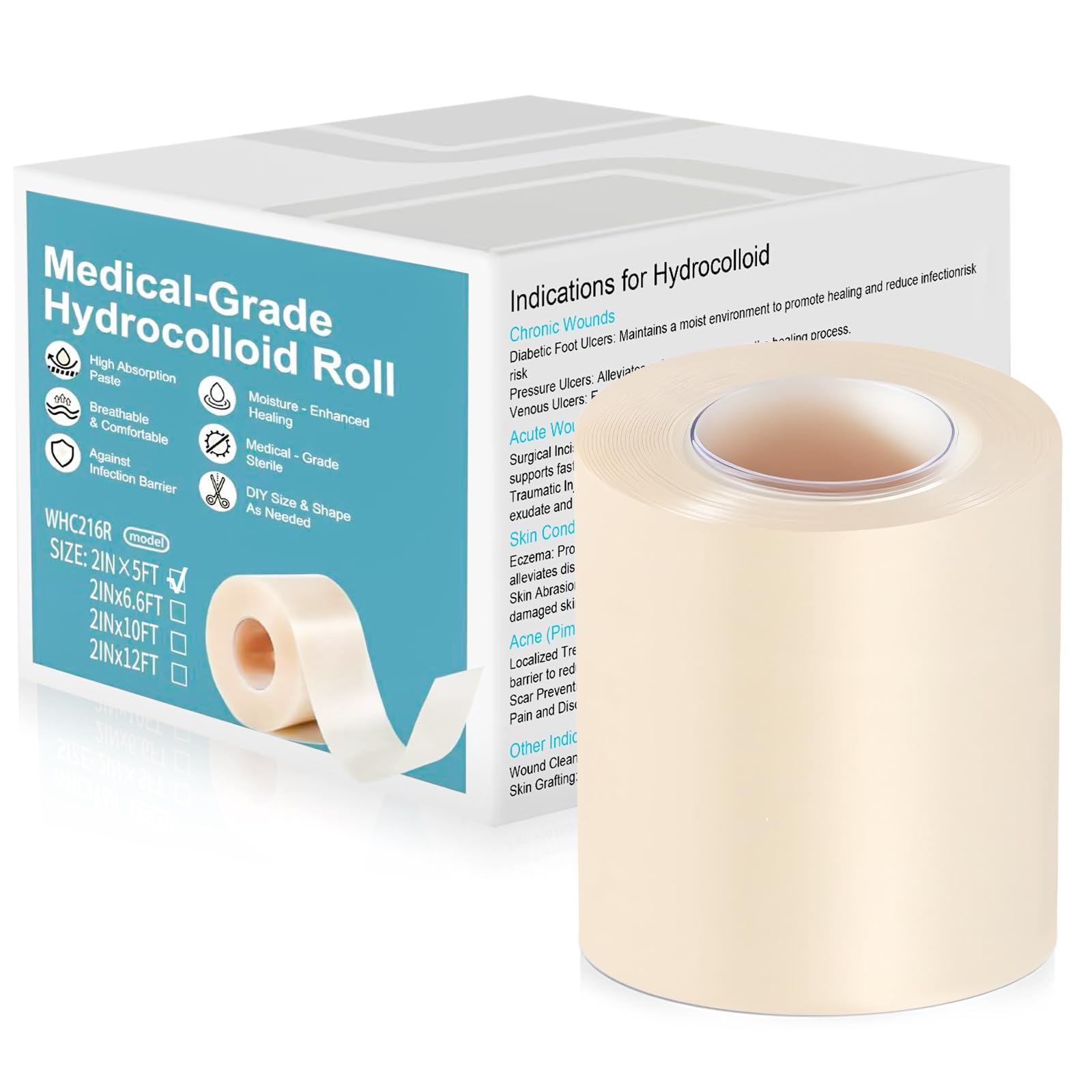 Hydrocolloid Roll, Hydrocolloid Tape Roll for Skin Protection, Ideal for Daily Skincare and Wound Care Management, Water-Resistant Adhesive Bandage for Skin Types-image-13