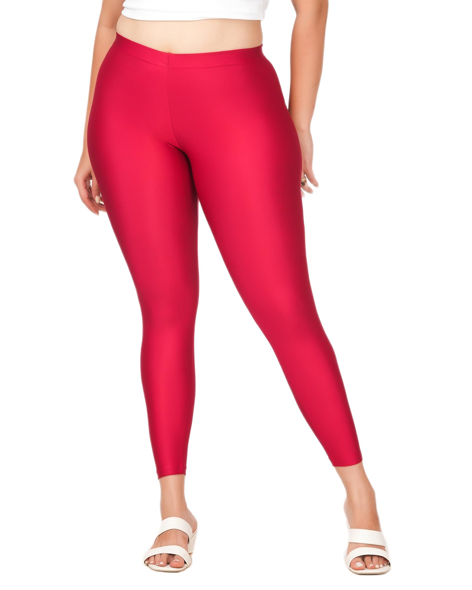 Loveit Women Stretchable Nylon Shimmer Ankle Length Leggings-image-8