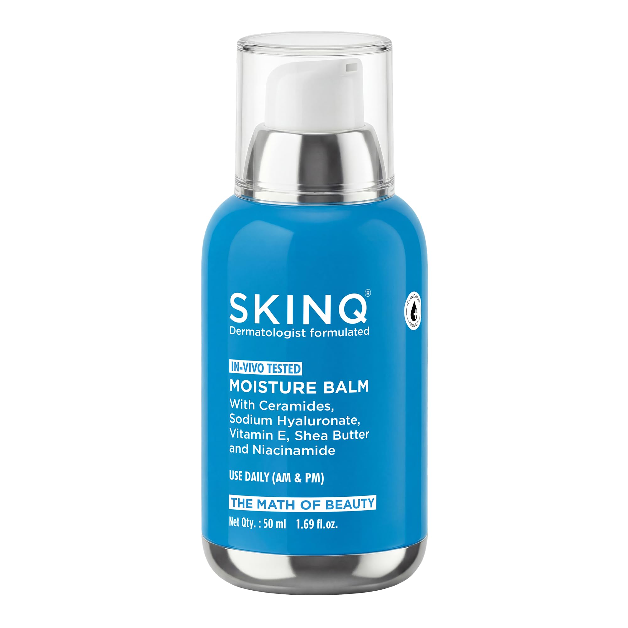 Face Moisturizer With Vit E, Hyaluronic Acid & Ceramides | Moisture Balm to Reduce Dryness & Dehydration | Dermatologist Formulated for all Indian skin types | Light Weight Moisturizer for Face