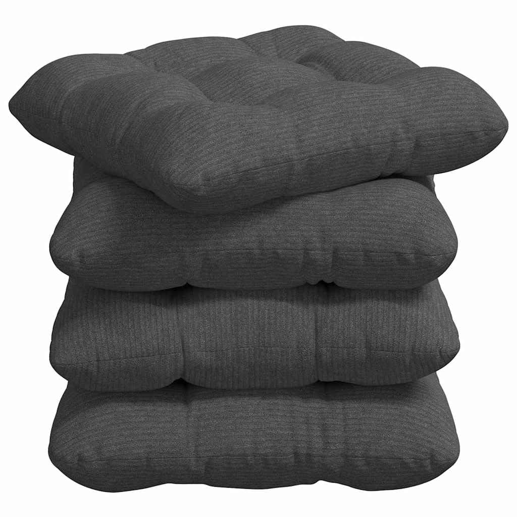 Coussin d'assise ergonomique et antidérapant en velours côtelé lavable - Lot de 4