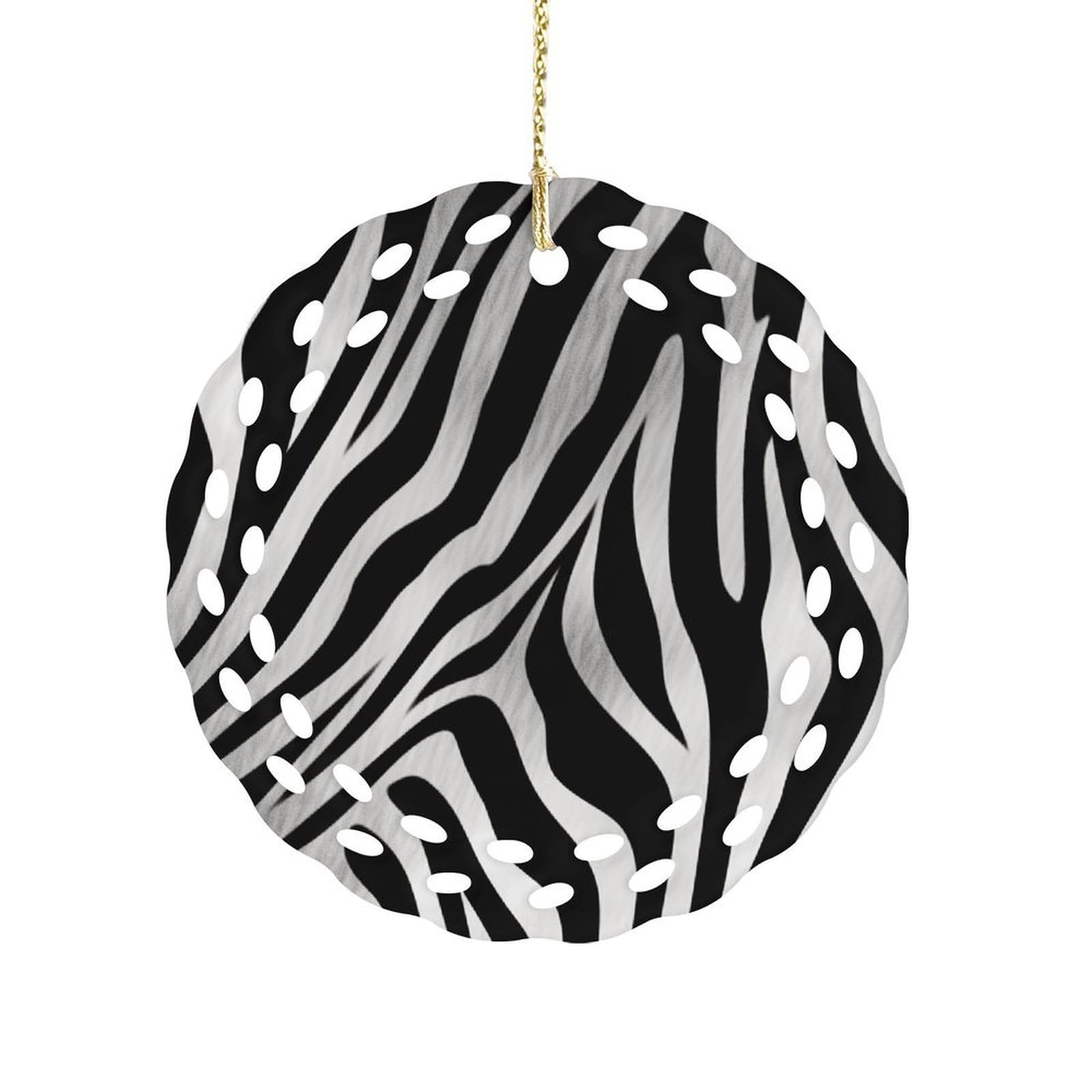 Zebra Print Christmas Ornament Holiday Hanging Decoration Xmas Tree Keepsake Personalized Xmas Tree Ornament Round Ceramic Ornaments for Keepsake Gifts Ideas Home Decor