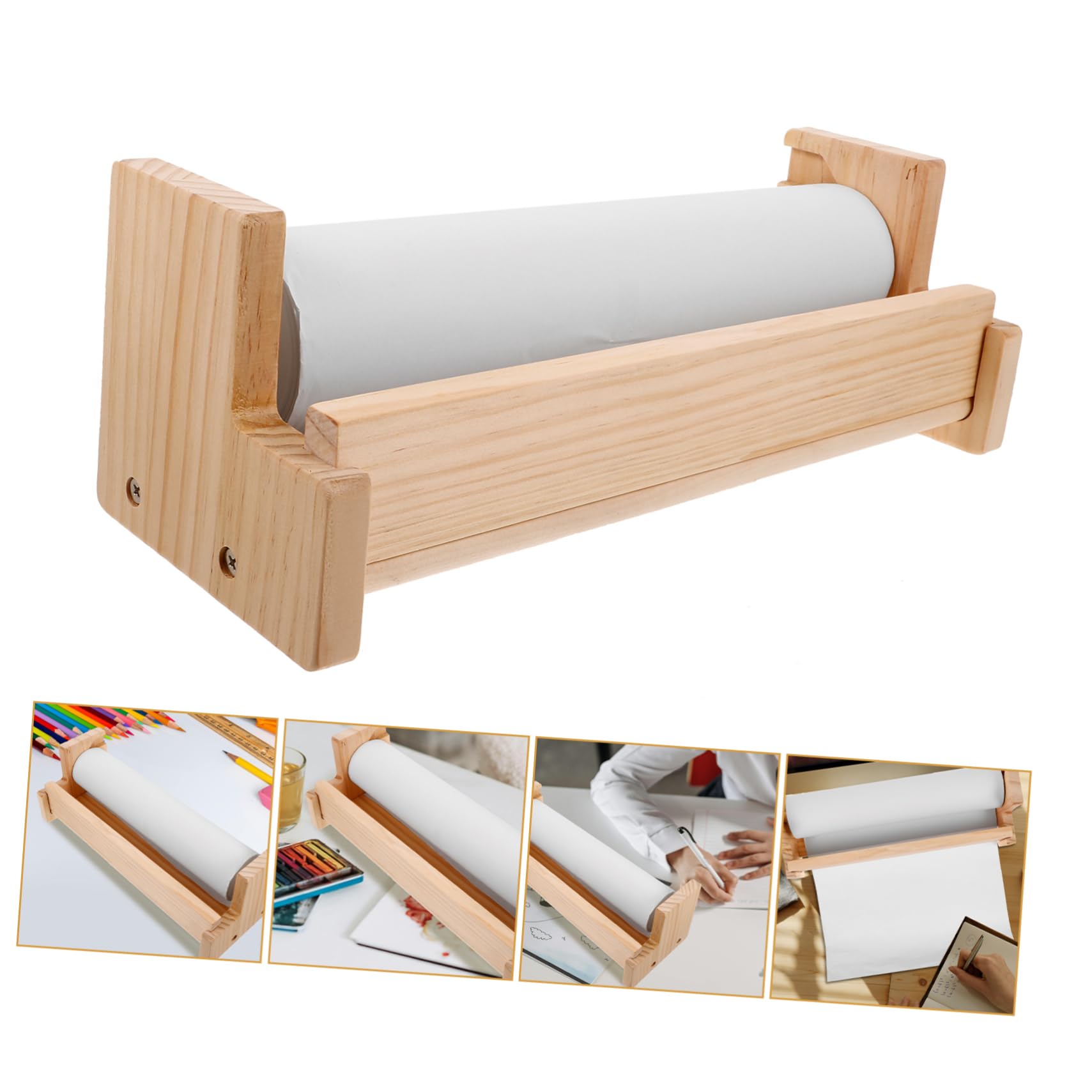 VILLCASE Cavalletto da Tavolo Multifunzionale Salvaspazio in Legno Rotolo di Carta da Disegno per Ragazzo Ragazza per Attività Creative e Scrittura