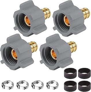 1/2 Pex Fittings, 4 PCS 1/2” PEX Barb x 1/2” FNPT Swivel Adapter RV PEX Plumbing Fittings, Pex Fittings 1/2 Inch Brass Faucet PEX Connector with Stainless Steel Clamp and Copper Crimp Rings