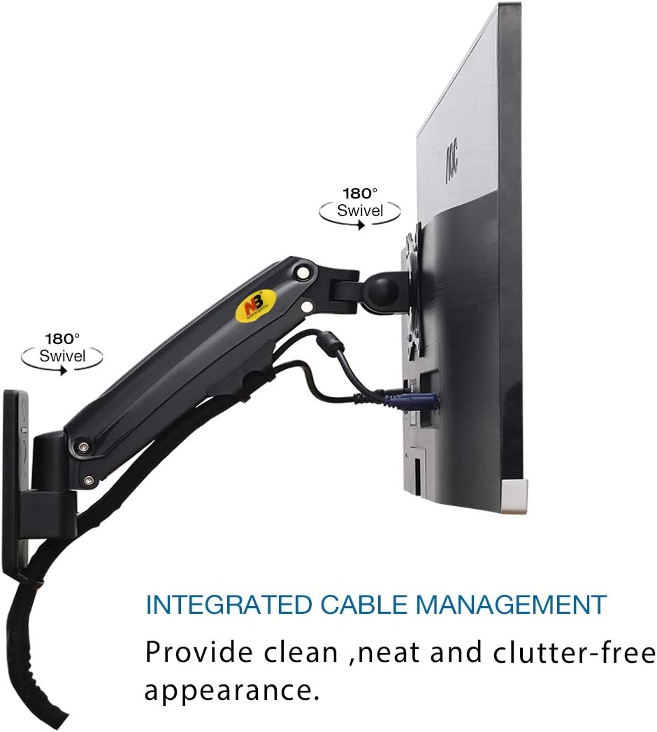 Super Brands NB North Bayou Monitor Wall Mount Bracket LED LCD Computer Monitor Mount Height Adjustable Full Motion Articulating Gas Strut Arm Fits 24- 35 Computer Monitors Within 6.6lbs to 26.5 lbs F425-B