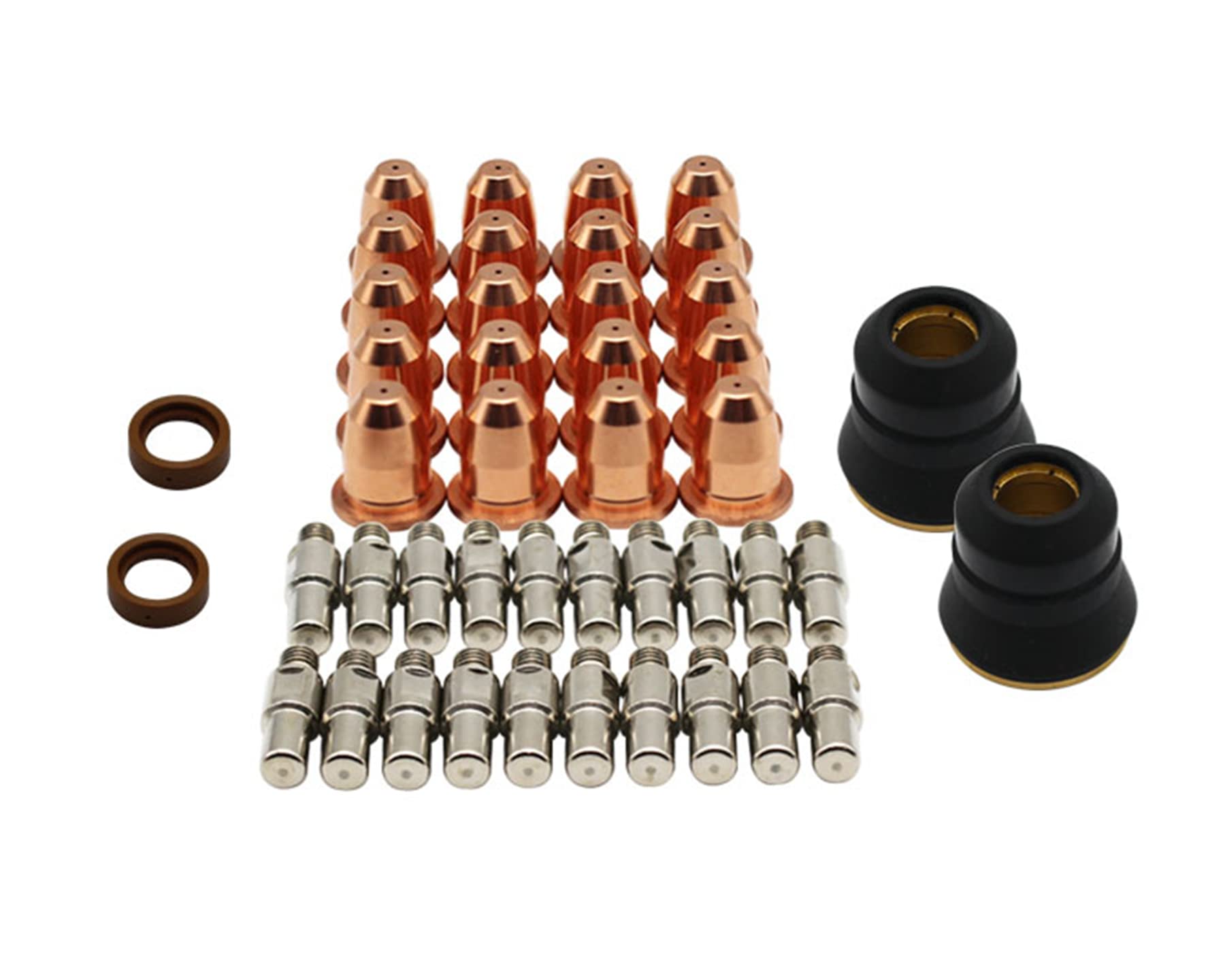 44pcs Plasma Cutting Consumables Nozzles Electrodes Shield caps Swirl rings Fit Trafimet S45 S25