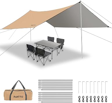 Hammock Rain Fly, 12x10FT Camping Tarp with Poles, Waterproof and Ultralight Survival Tent Tarp for Outdoors, Camping, Hiking, Picnic, Backpacking