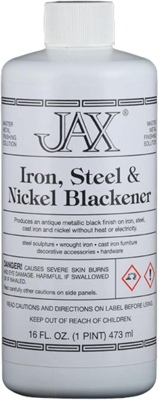 JAX Iron, Steel, & Nickel Blackener - Metal Finishing Solution - Antique Finish Without Heat or Electricity - Pint