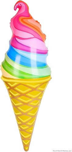 Rainbow Swirl hinchable Ice Cream Cone – Colorful Wonka piscina Juguete Decoración 32" pulgadas de altura