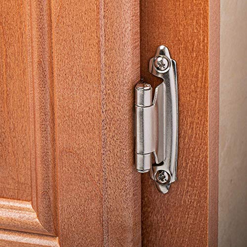 DecoBasics Overlay Hinges (25 Pair 50 Pack) (Brushed Nickel), Face Frame Metal Hinges
