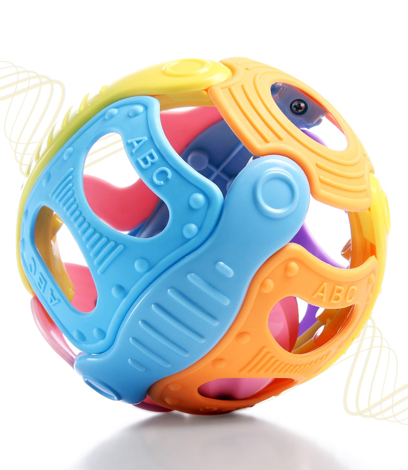 Intellibaby Premium Sensory Grasping Rattle Ball for Newborns,Textured Sound & Rattle Toy for Baby,Early Brain Development,Builds Grasp Reflex & Motor Skills, Musical Toys for 0+ Months Babies-image-14