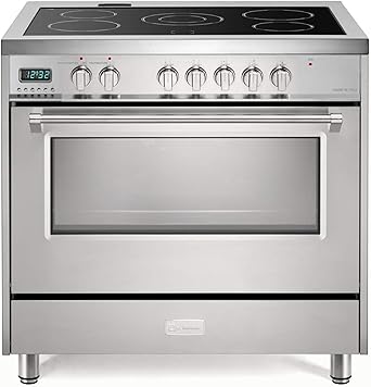 GarveeHome 36" Electric Range Oven, 4.3 Cu.Ft. Freestanding Convection Oven With 5 Heating Elements, 7 Functions, Professional Fan Convection Oven, Smooth Glass Top, In Stainless Steel