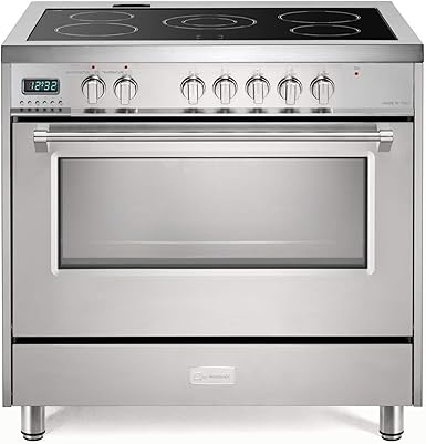GarveeHome 36" Electric Range Oven, 4.3 Cu.Ft. Freestanding Convection Oven With 5 Heating Elements, 7 Functions, Professional Fan Convection Oven, Smooth Glass Top, In Stainless Steel