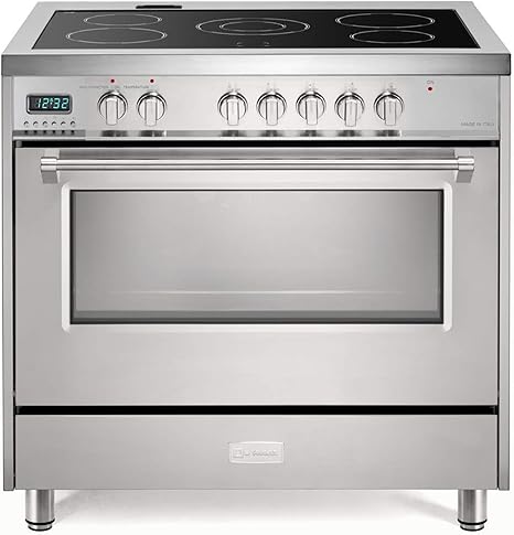 GarveeHome 36" Electric Range Oven, 4.3 Cu.Ft. Freestanding Convection Oven With 5 Heating Elements, 7 Functions, Professional Fan Convection Oven, Smooth Glass Top, In Stainless Steel