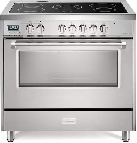 GarveeHome 36" Electric Range Oven, 4.3 Cu.Ft. Freestanding Convection Oven With 5 Heating Elements, 7 Functions, Professional Fan Convection Oven, Smooth Glass Top, In Stainless Steel