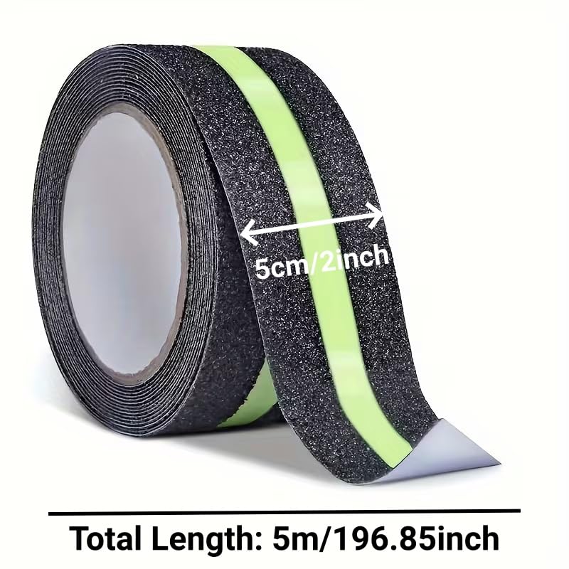 Glow in The Dark Anti Slip Tape, Super Strong Adhesive, Weatherproof Non Slip Strips for Stairs, Ramps, Decks, Green