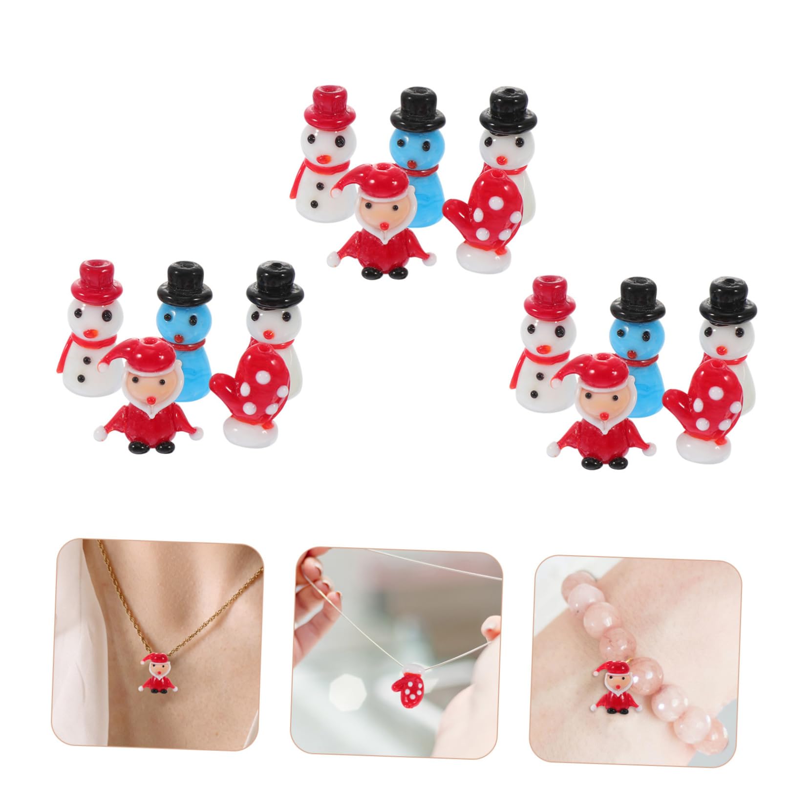 ABOOFAN 2 Set Di Perline Di Natale Perline Di Per Ciondolo Decorativo Appeso Colorate Per Bracciale Collana 15 Pezzi * 2