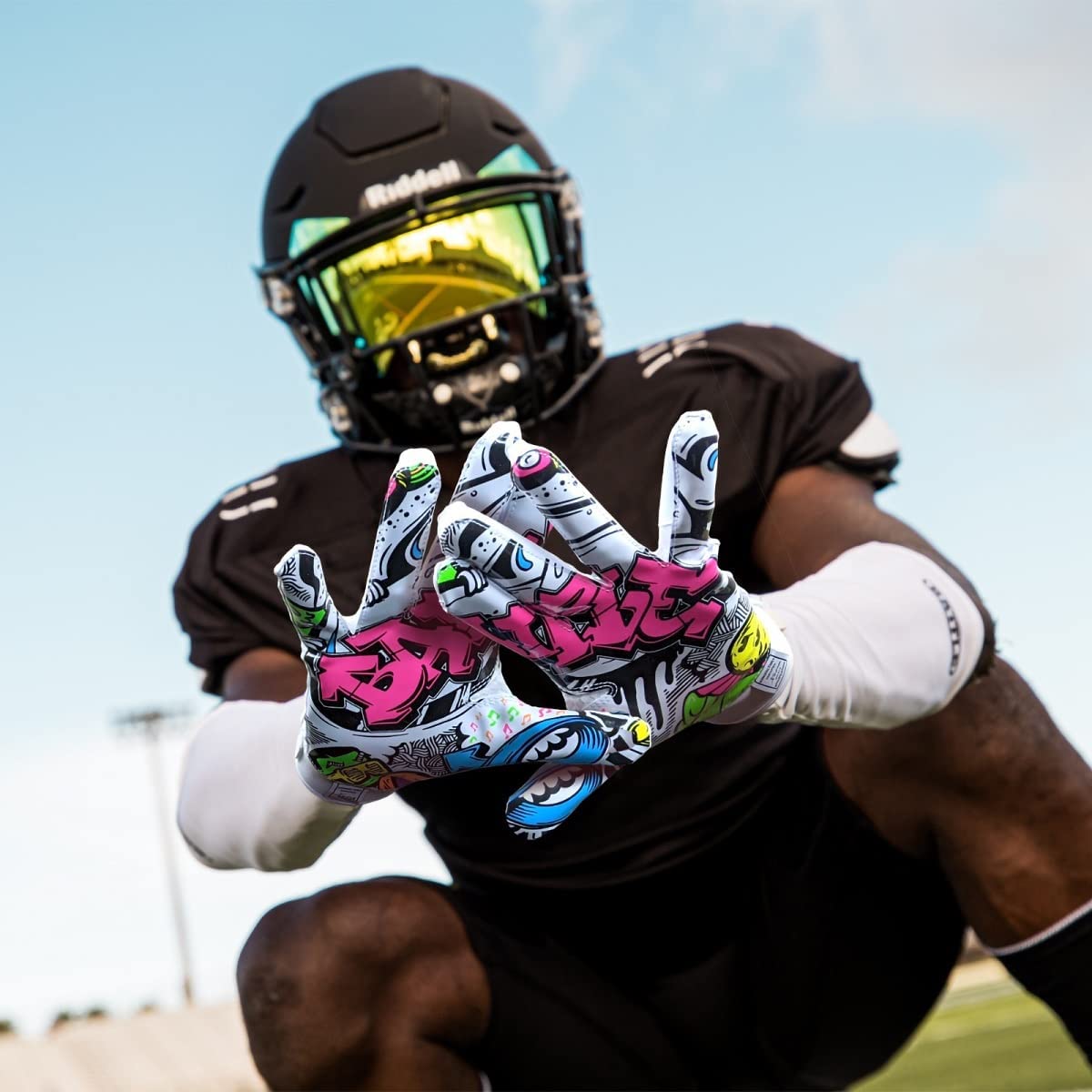Battle - Guantes de fútbol de Gran Receptor Deportivo de Graffiti - Guantes de fútbol para Adultos y jóvenes - Guantes Ultra adherentes