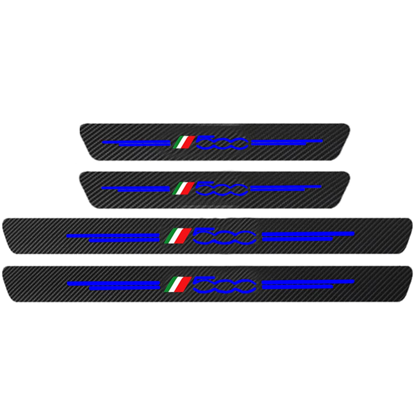 KAFMZEP Car Door Sill Protector for Fiat 500 500C 500E 500L 500C 500S 500X 4PCS Car Door Sill Scuff Plate Carbon Fiber Stickers Accessories,B Blue