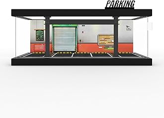 1/64 Diorama Plastic Display Case - Compatible with Hot Wheels Matchbox Mini GT Diecast Cars,for Model Car Display and Storage,Stackable Garage with LED Lights and Acrylic Cover (LM-Offroad)