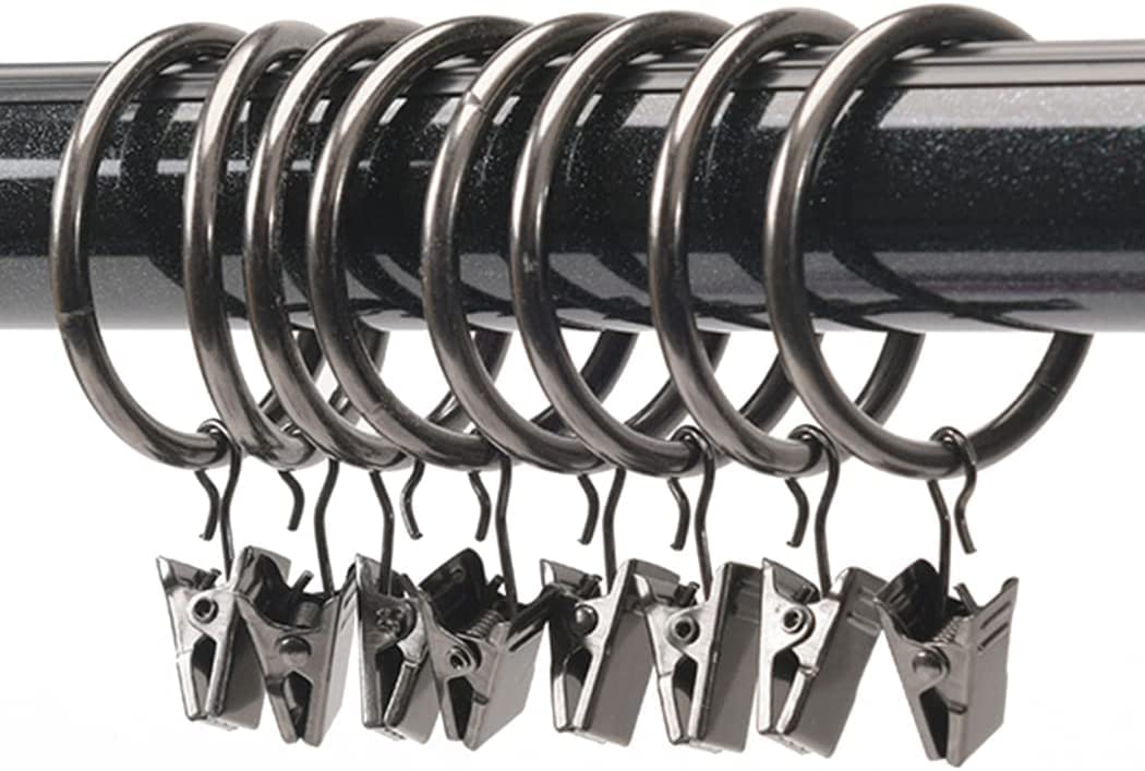 Gardinenringe, Gardinenhaken, Aufhängeringe, 50er-Pack Gardinenringe aus Metall mit Clips, dekorative Gardinenringe aus Metall mit starken Clips for Kunstausstellungen, dekorative Gardinenstangen-Clip