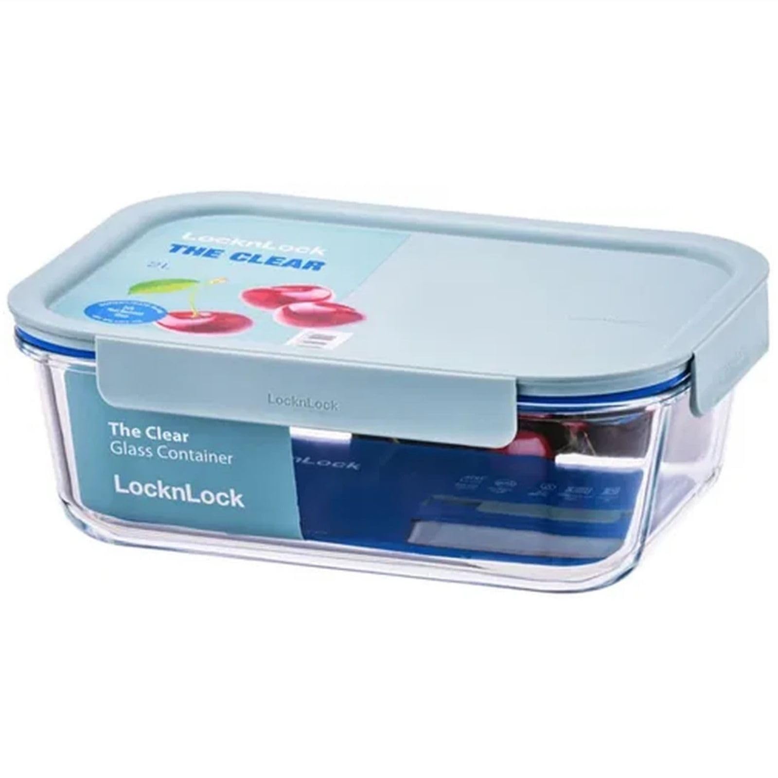 LocknLock Clear Glass Rectangular 2L Mint - Durable, Airtight, Heat-Resistant Food Storage Container