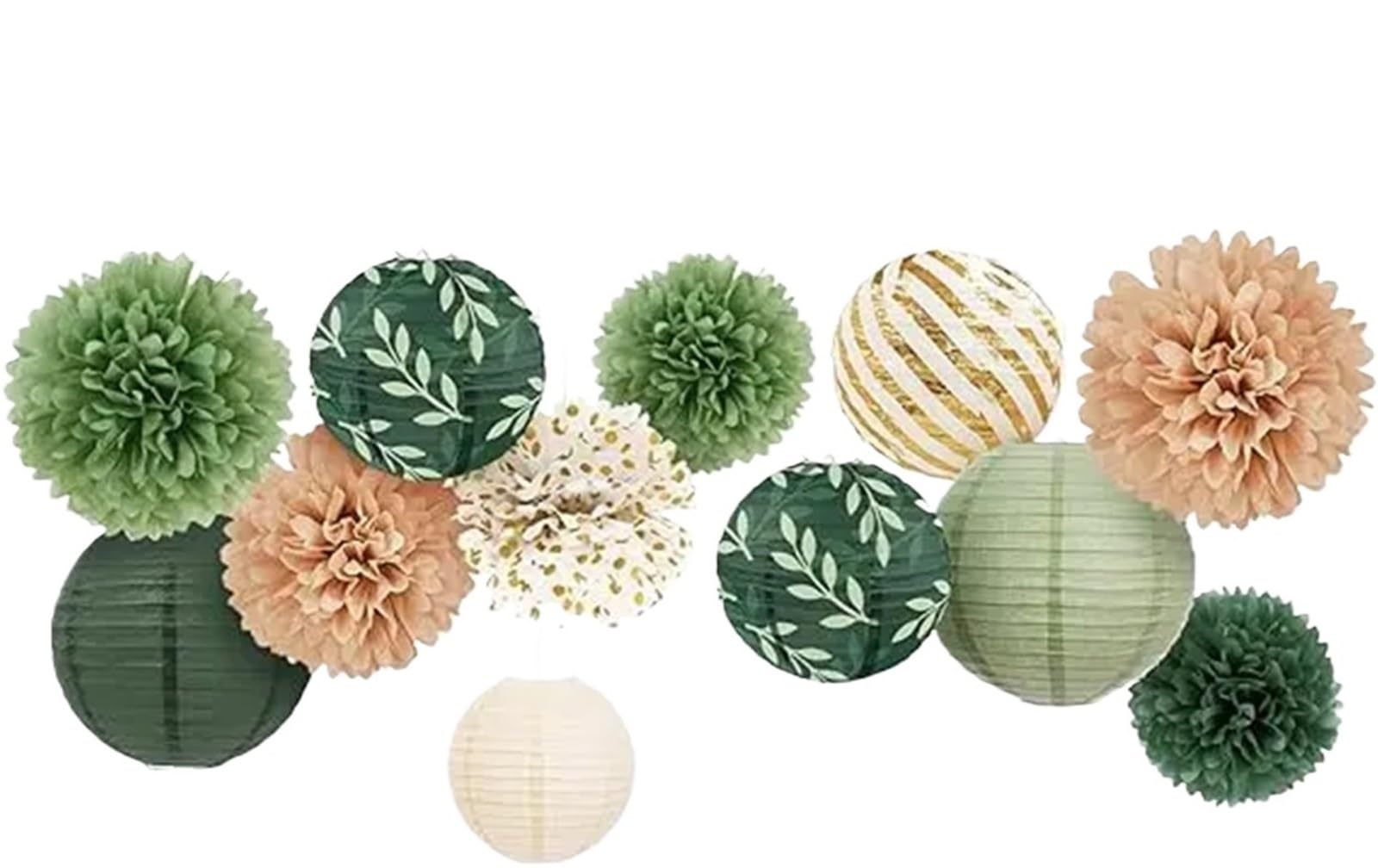 Paper Pompom Paper Pom Poms Lanterns with Leaf