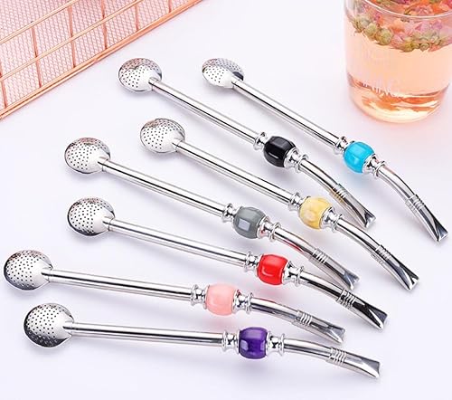 Miniatura 7 de Yerba Mate Bombilla - Paja de acero inoxidable, hoja suelta, de acero inoxidable, filtro de pajita, cucharas para beber cucharas de filtro para