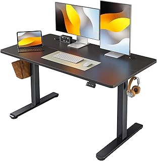Electric Height Adjustable Desk, 120 x 60 cm Standing Desk with Memory Control and Anti-Collision Technology, Black FrameBlack Top